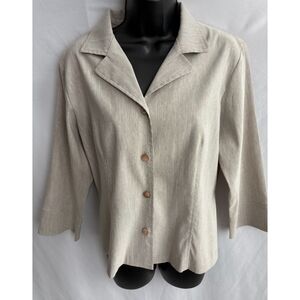 Vintage HARVE BENARD By Benard Holtzman Pinstripe Button Down Dressy Blouse 8